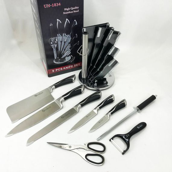 Набір ножів UNIQUE UN-1834 з 9 предметів, що обертається, Ножі кухонні з нержавіючої сталі | Зображення 9