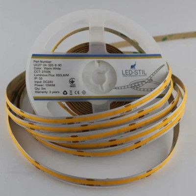 Светодиодная лента LED-STIL 2700K 10 Вт/м COB 320 диодов IP33 24 Вольта 850 lm теплый свет (UC27-24-320-8-90) | Зображення 2