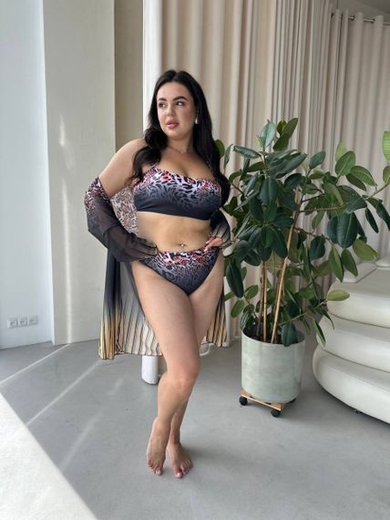 Яскравий роздільний  купальник з тунікою PLUS SIZE леопардовий принт | Зображення 6