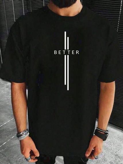 Футболка мужская с принтом повседневная M Черная