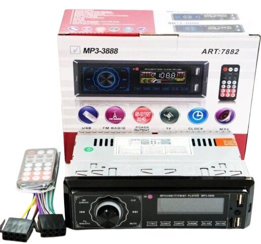 Автомагнітола MP3 3888 ISO 1DIN FM тюнер 4х50W сенсорний дисплей чорний (7882_510) | Зображення 4