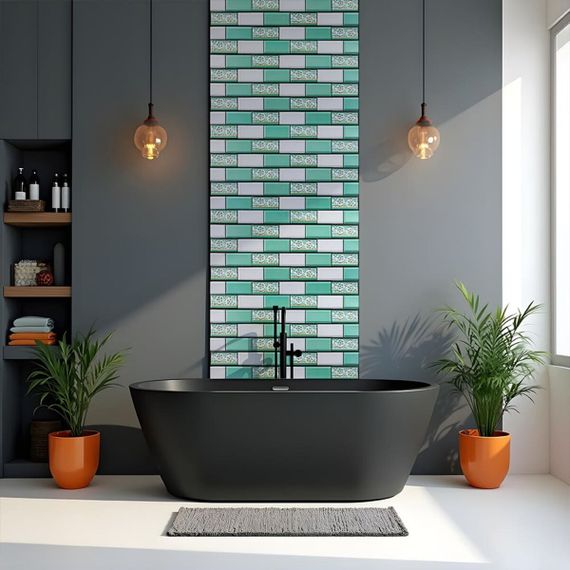 Декоративна ПВХ панель 960х480х4мм Цегла зелений орнамент SW-00001429 | Зображення 4