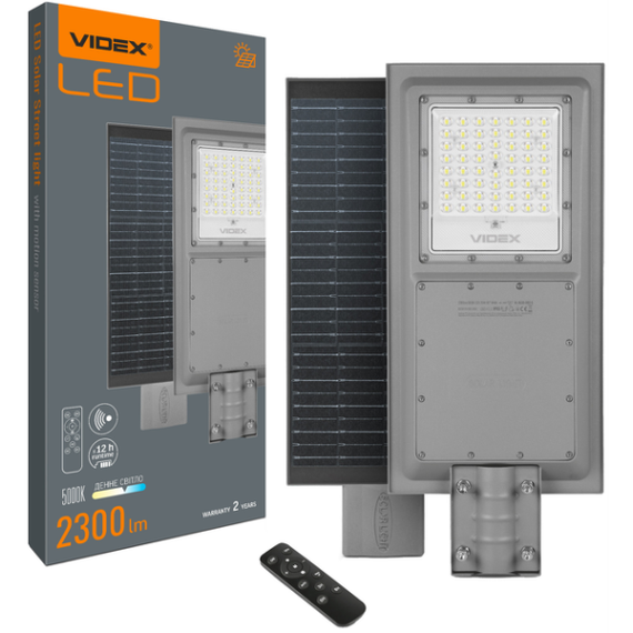 Автономний вуличний LED ліхтар VIDEX VL-SLSO-082-S 2300Lm 5000K з сонячною панеллю та акумулятором | Зображення 6