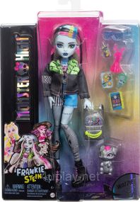 Кукла Монстр Хай Фрэнки Штейн с аксессуарами и щенком Ватзит Оригинал Mattel Monster High Frankie Stein