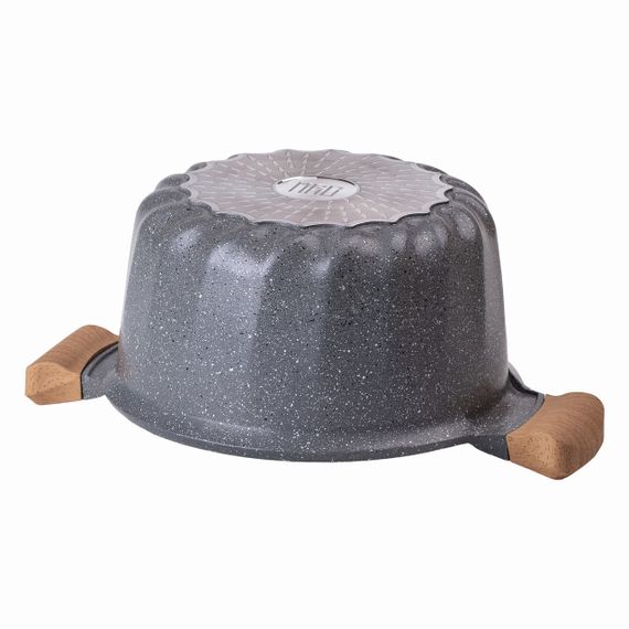 Алюминиевая кастрюля объемом 5 литров с крышкой Ø 24 см с мраморным антипригарным покрытием MGC серая | Зображення 3