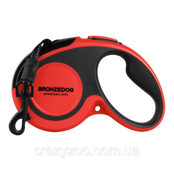 Поводок-рулетка для собак BronzeDog до 30 кг красная лента 5 м UB05М-3 | Зображення 3