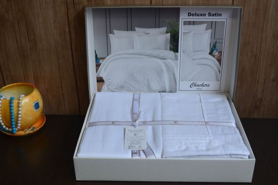 Постельное белье First Choice Deluxe Satin 200 х 220 см Chackers white | Зображення 2
