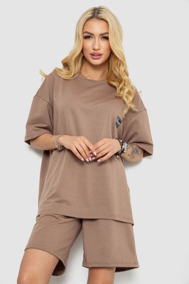 Костюм женский повседневный, цвет темно-бежевый, 241R5004