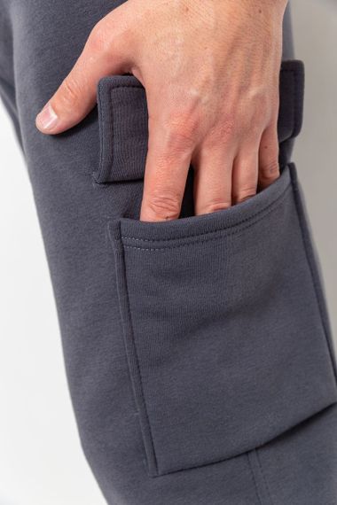Спорт штани чоловічі карго на флісі, колір темно-сірий, 241R0651 | Зображення 4