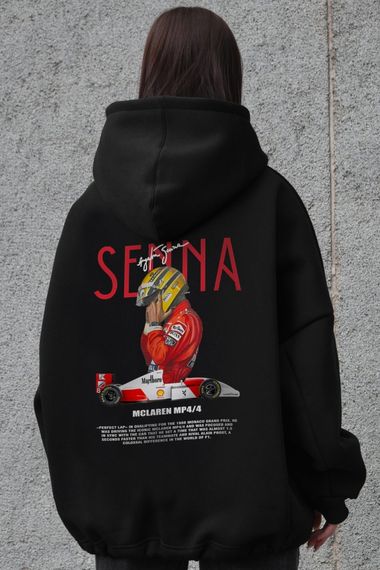 Оверсайз худі толстовка на флісі з капюшоном та принтом Without Senna Black | Зображення 4