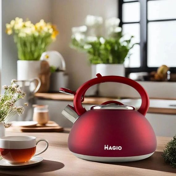 Качественный металлический чайник Magio, Чайник из нержавейки с бакелитовой ручкой LO-55 | Зображення 9