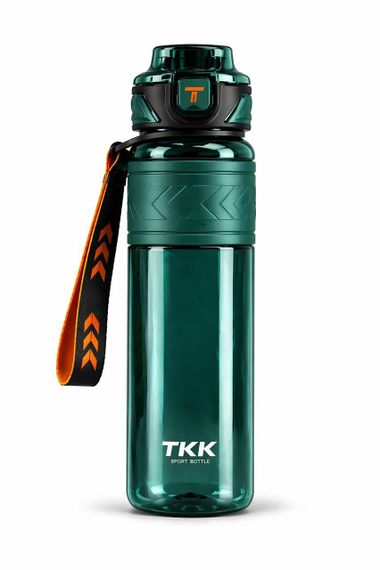 Пляшка спортивна TKK Tritan 1000 мл — Зелена, ударостійка, BPA-free, з ремінцем та відкидною кришкою | Зображення 1