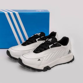 шкіряні кросівки Adidas колір білий/ чорний