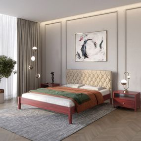 Полуторне дерев&#039;яне ліжко Mebigrand Венеція ДК Махонь/Аляска 23 (Бежевий) 120х190 см