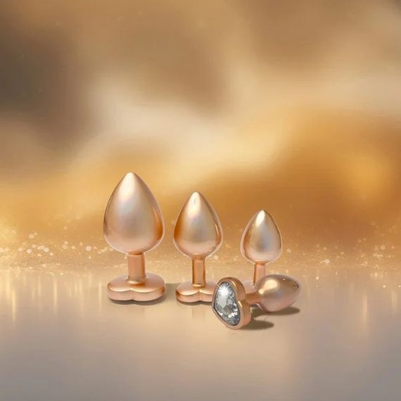 Набір із трьох анальних пробок Dream Toys Gleaming Love, розміри S, M, L, перламутрово-золоті Sex Aura | Зображення 4