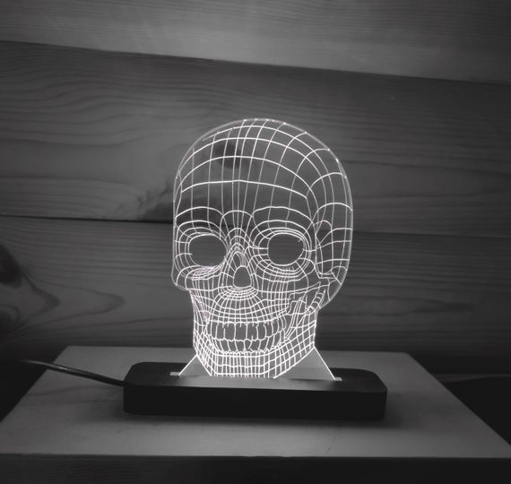 Акриловый светильник-ночник Череп белый tty-n000099