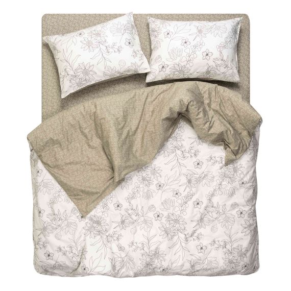 Набір постільної білизни 1,5сп Ardesto Gloria, 160х220см, 100% бавовна, сатин, квіти, бежевий (ART1622BW) | Зображення 5