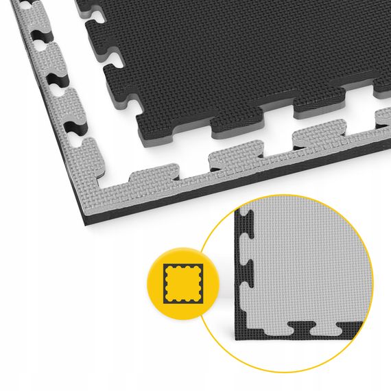 Мат-пазл (ласточкин хвіст) 4FIZJO Mat Puzzle EVA 100 x 100 x 2 cм Black/Grey (P-5907739316226) | Зображення 2