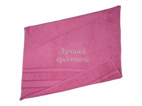 Полотенце с вышивкой махровое лицевое 50*90 коралловый крестной маме куме 00370