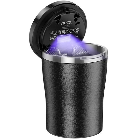 Автомобільна попільничка Hoco ZP9 Solar з крышкой Black