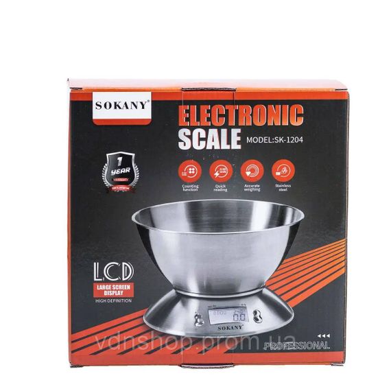 Весы кухонные Sokany SK1204 электронные  5 кг с чашей SK1204 | Зображення 4