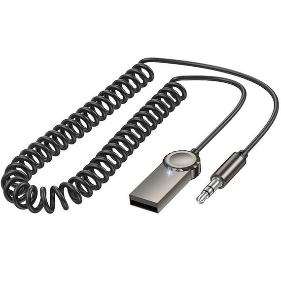 Bluetooth аудіо ресивер Borofone BC56 Peaceful with cable Metal gray | Зображення 5