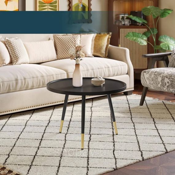 Круглый кофейный столик YM173 черный с золотистыми ножками | Зображення 3