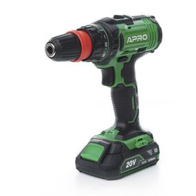 Дрель-шуруповерт, быстросъем APRO 20В, 2А, 20DC, 2 АКБ, ЗУ, кейс