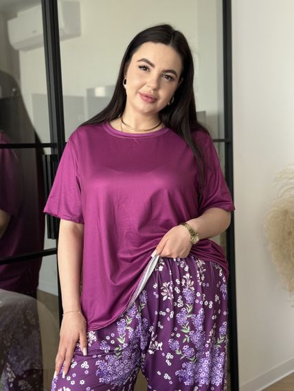 Жіноча піжама PLUS SIZE фіолетова | Зображення 3