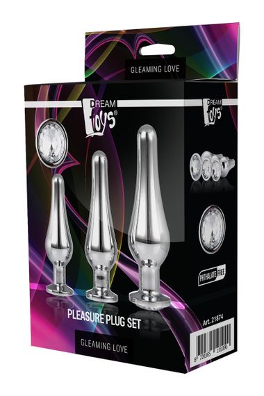 Анальні пробки набір металевих іграшок Dream Toys Gleaming Love Pleasure Set Silver — 3 конічні розміри | Зображення 3