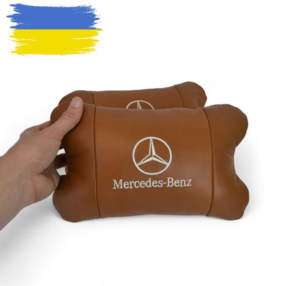 Комплект 2шт для подголовника Mercedes-Benz изготовлен из натуральной коричневой кожи. Комфорт CK-694 в авто | Зображення 6