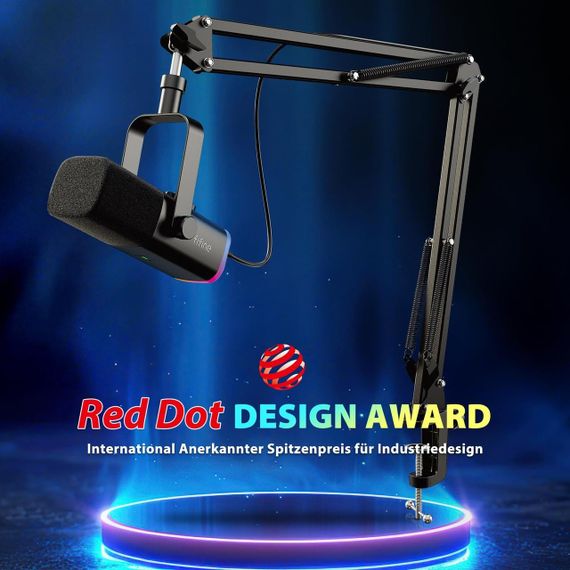 Микрофон динамический стриминговый потоковый с кронштейном RGB-подсветкой для студии подкастов гейминга ПК | Зображення 3