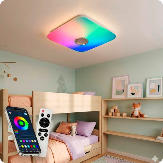 Люстра світлодіодна 517 Dlight RGB з пультом і  колонкою 80Вт Білий (02149) | Зображення 9