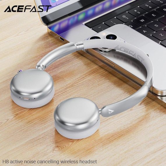 Беспроводные наушники ACEFAST H8 active noise cancelling wireless headset Silver | Зображення 6