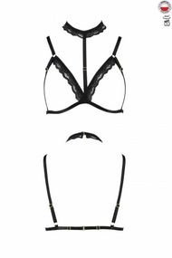 Бюстгальтер-стрепи з чокером Passion Exclusive SHELLY BRA S/M, black Sex Aura