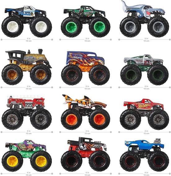 Hot Wheels Monster Trucks Ultimate Chaos 12 Pack. Подарунковий набір 12 монстр-траків Хот Вілс у масштабі 1:64 | Зображення 3