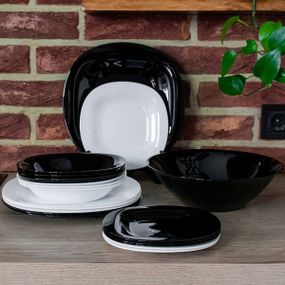 Столовый сервиз Luminarc Carine Black/White N1491, 19 предметов, на 6 персон