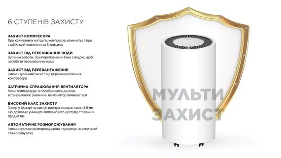 Осушувач повітря Cooper&amp;Hunter   CH-D008WDC-16LDWF, 16л.на добу, 22м.кв , 140м3/год, 200Вт, дисплей, ел.кер-ня, Wi-Fi, таймер., білий (CH-D008WDC-16LDWF) | Зображення 7