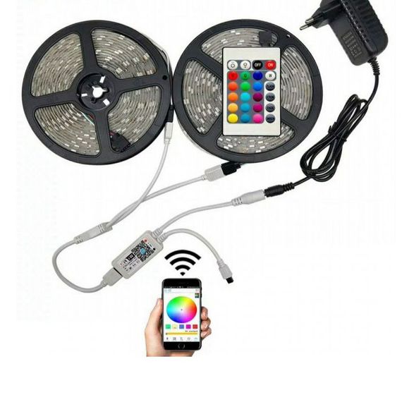 Світлодіодна стрічка SMD 5050 RGB LED 2 м IP65 з пультом та блоком живлення USB, 2м, Стрічка світлодіодна 5050 | Зображення 1