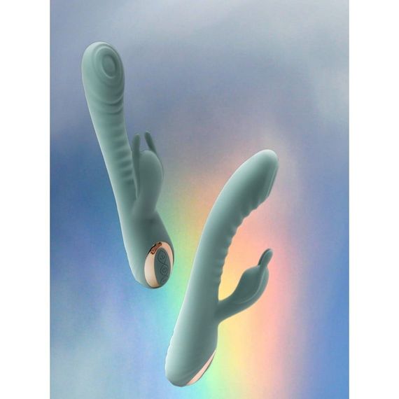 Вибратор-кролик Sweet Em Velvet Lure, 3 режима вибрации + 10 режимов у отростка, зеленый sexstyle | Зображення 8