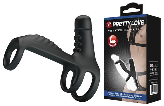 Насадка з вібрацією Pretty Love - VIBRATING PENIS SLING, 10 vibration functions, BI-210276 Sex Aura | Зображення 1