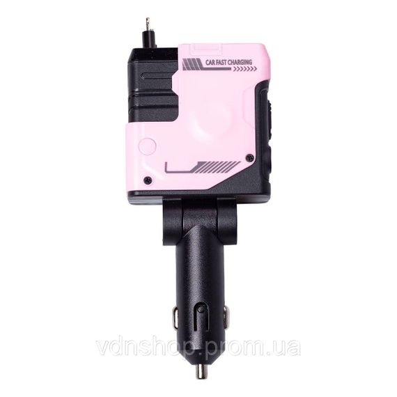 Автомобильное зарядное устройство MECHA с выдвижными кабелями и портами USB/Type-C Розовый HP-A1P | Зображення 5