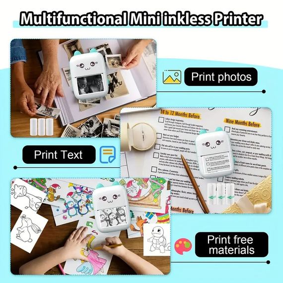 Портативний мінітермопринтер Bluetooth для етикеток і нотаток, безчорнильний кишеньковий принтер | Зображення 6