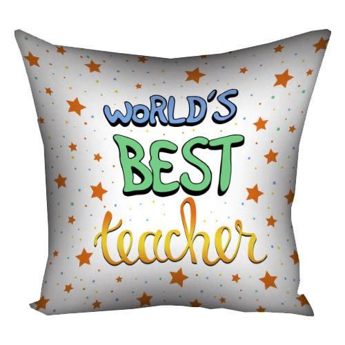 Подушка габардинова з принтом World's best teacher 50x50 (5P_18M009)