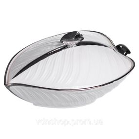 Супница 800 (мл) фарфоровая 26×18×14 (см) с крышкой Белый с серебром XL-4074AS
