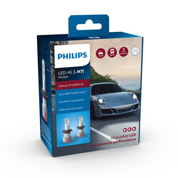 Комплект світлодіодних ламп PHILIPS H7 (PX26d) 11972U92X2 LED Ultinon Pro9200 +400% 12/24V | Зображення 5