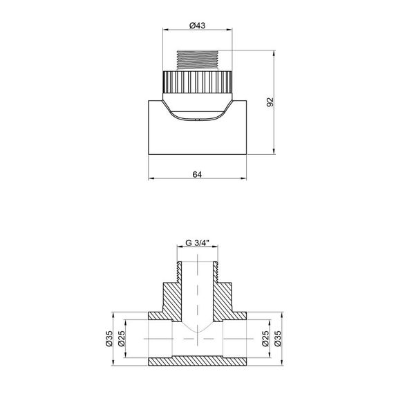 Трійник PPR Thermo Alliance 25х3/4"х25 ЗР DSC3035 | Зображення 1