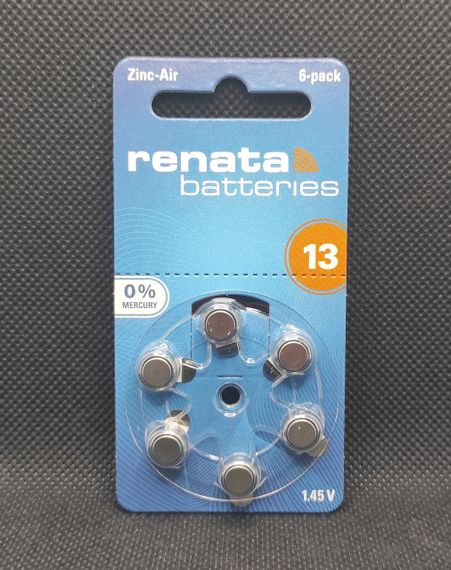Батарейки Renata ZA13 для слуховых аппаратов (6 шт)