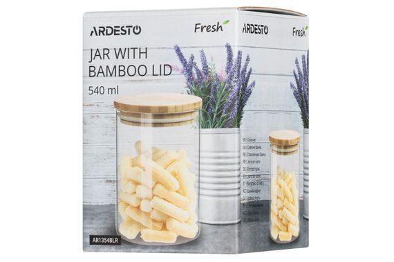 Банка для хранения Ardesto Fresh, круглая, 540 мл, стекло, бамбук (AR1354BLR) | Зображення 1