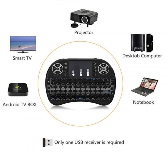 Мініклавіатура для Smart TV з підсвіткою UKC i8 + touch з тачпадом USB | Зображення 8